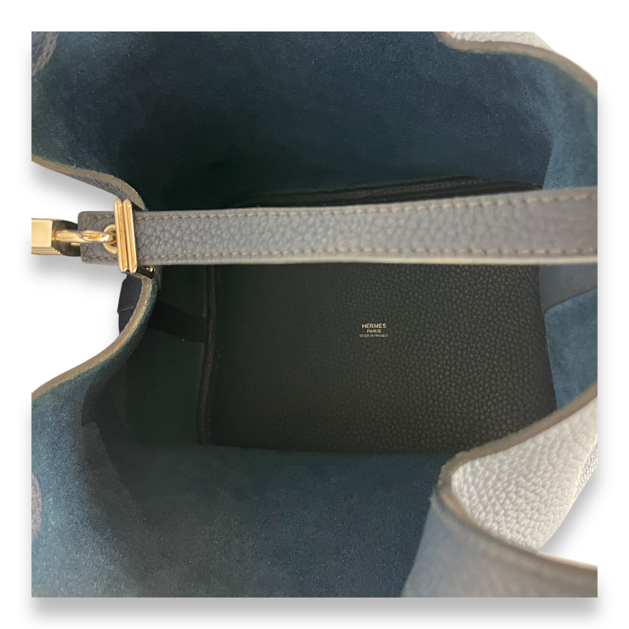 Picotin 22 Blue De Malte in Clemence, Palladium hardware