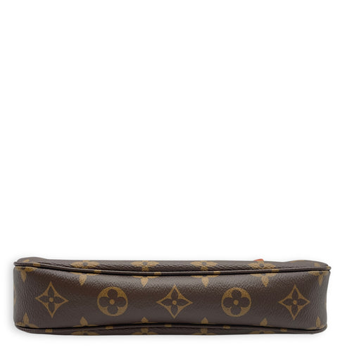 Pochette Monogram Brown Shoulder Bag in Canvas, Gold hardware