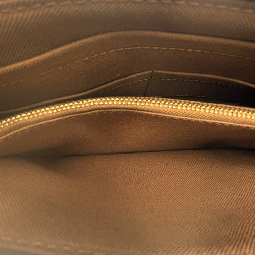 Pochette Monogram Brown Shoulder Bag in Canvas, Gold hardware