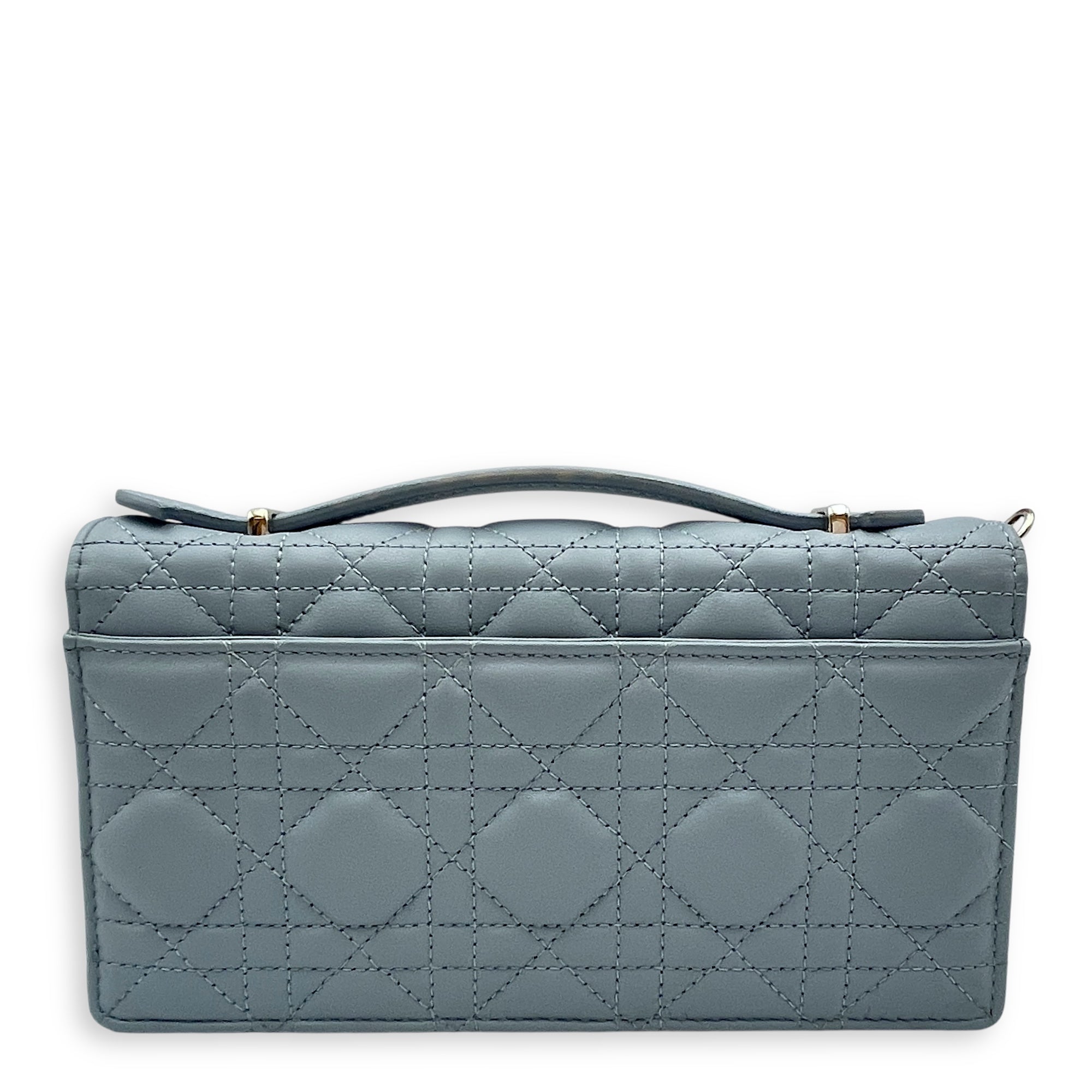My Dior Mini Greyish Blue Crossbody Bag in Calfskin, Gold with Pearls hardware