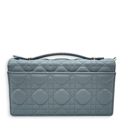My Dior Mini Greyish Blue Crossbody Bag in Calfskin, Gold with Pearls hardware