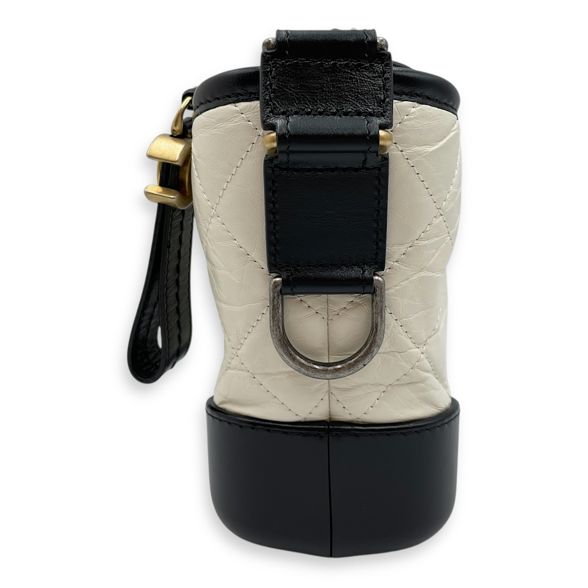 Gabrielle Small White Hobo Bag in Lambskin, Tri tone hardware