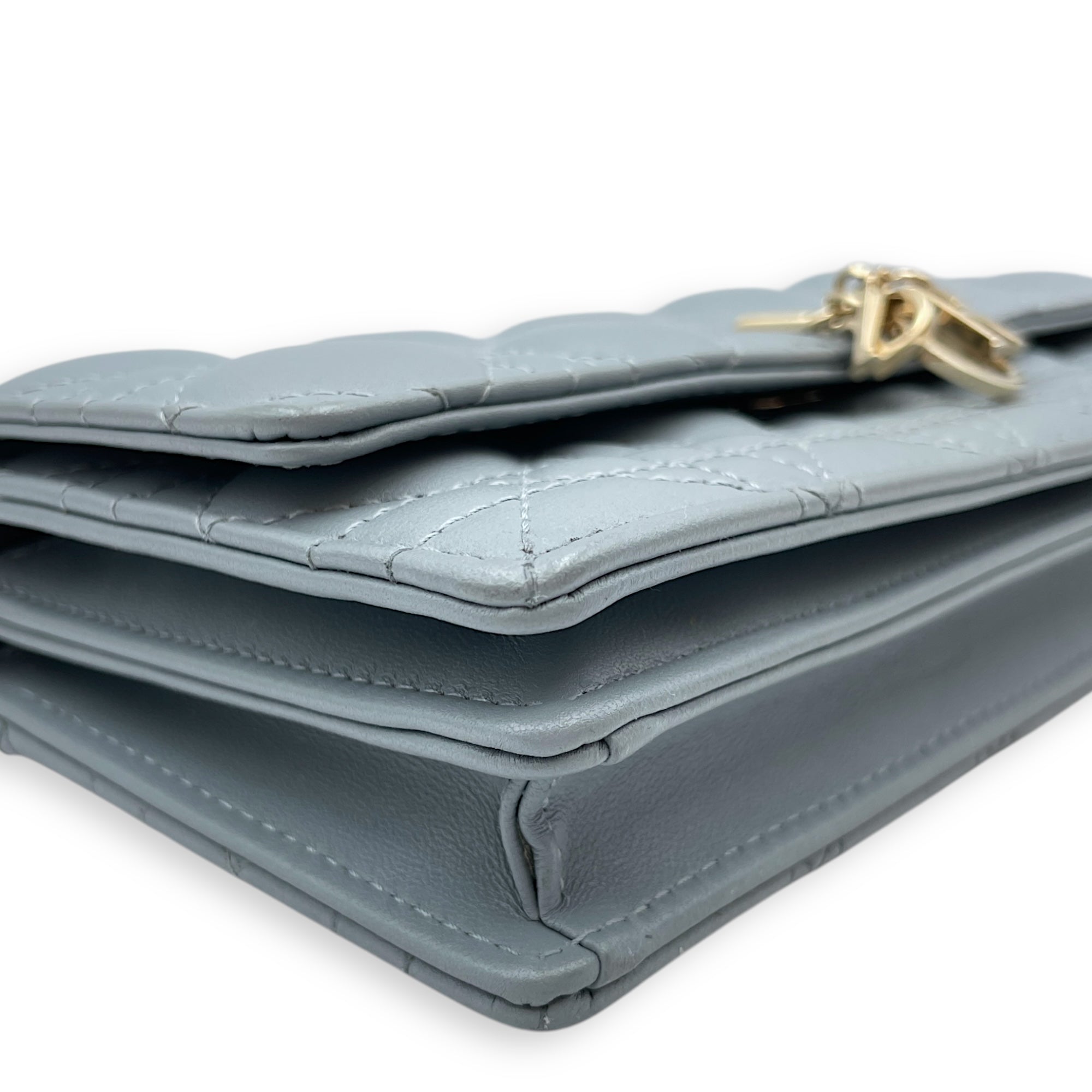 My Dior Mini Greyish Blue Crossbody Bag in Calfskin, Gold with Pearls hardware