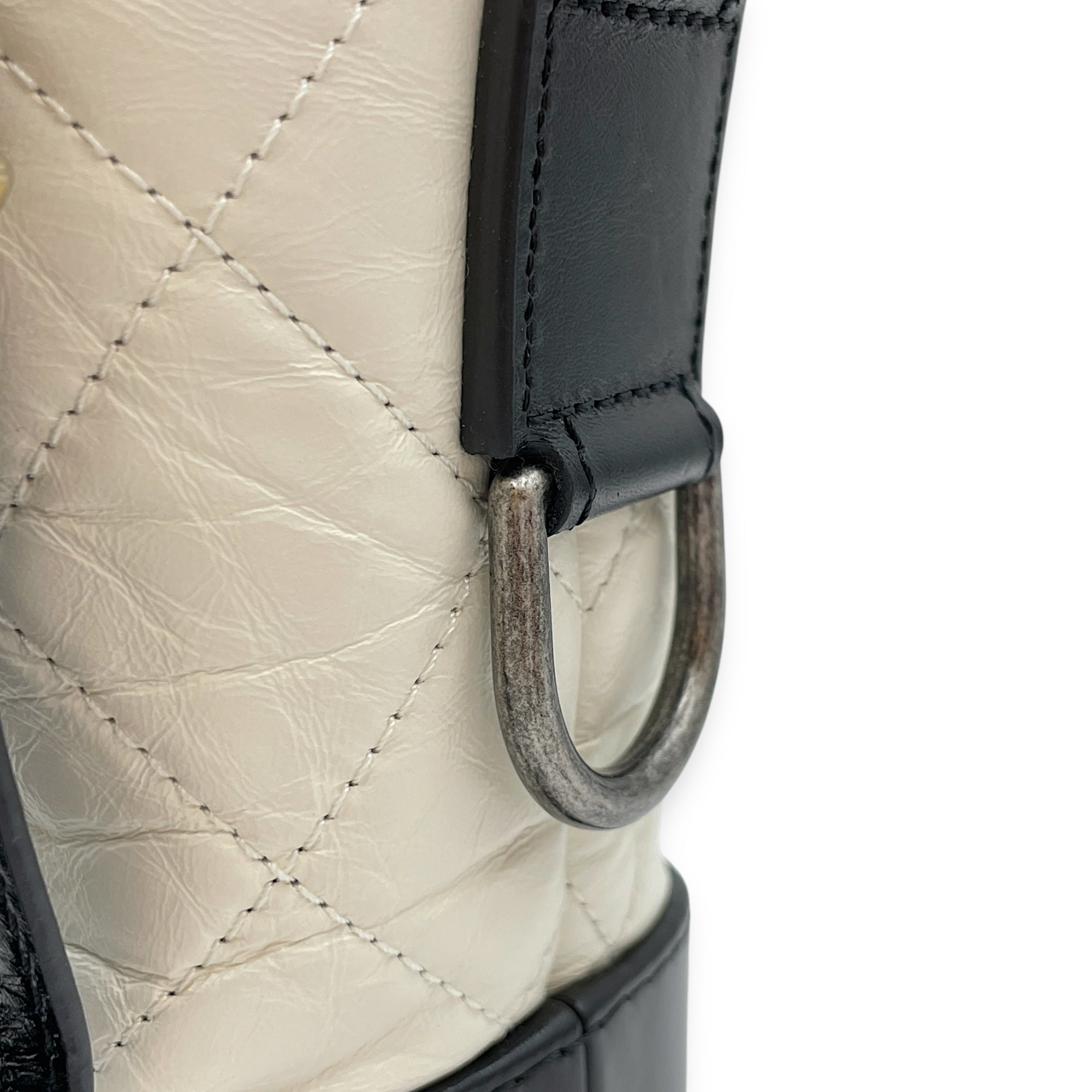 Gabrielle Small White Hobo Bag in Lambskin, Tri tone hardware