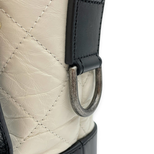 Gabrielle Small White Hobo Bag in Lambskin, Tri tone hardware