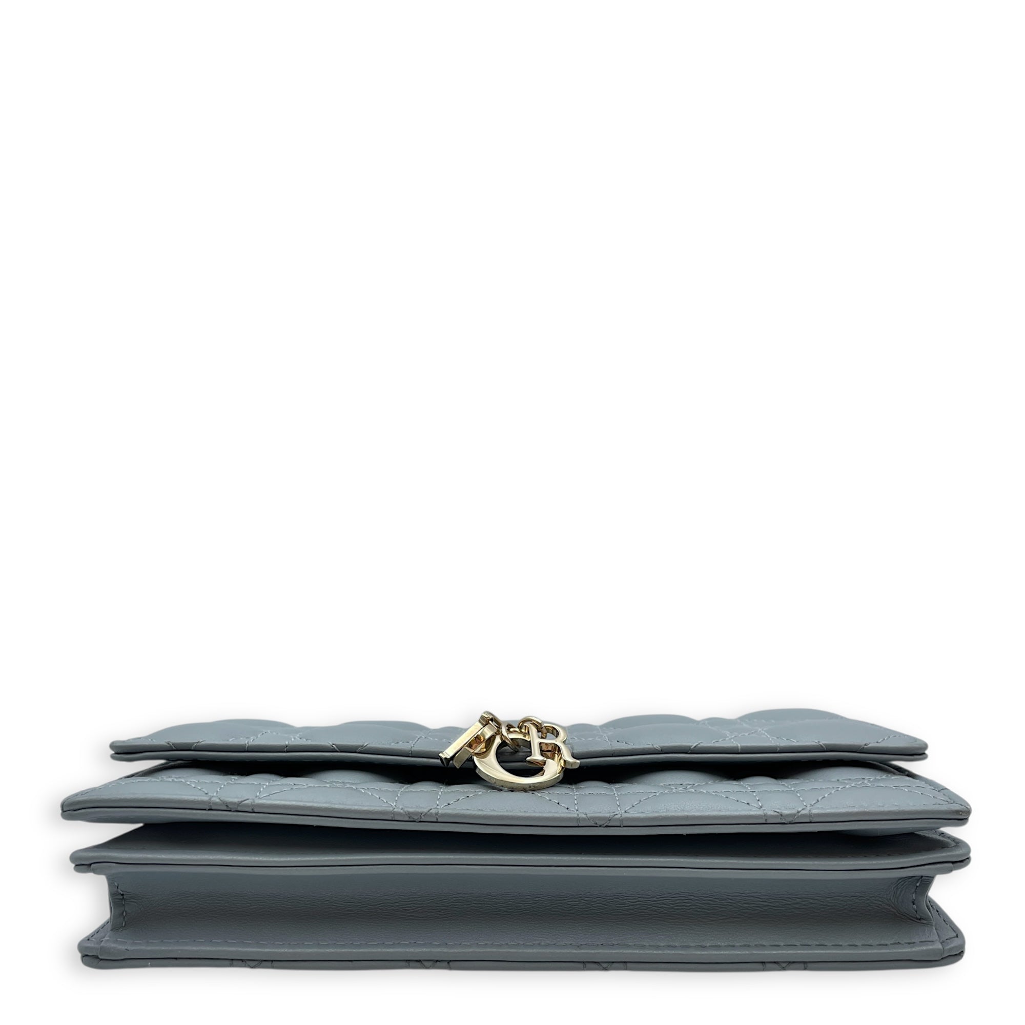 My Dior Mini Greyish Blue Crossbody Bag in Calfskin, Gold with Pearls hardware
