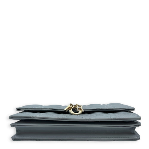 My Dior Mini Greyish Blue Crossbody Bag in Calfskin, Gold with Pearls hardware