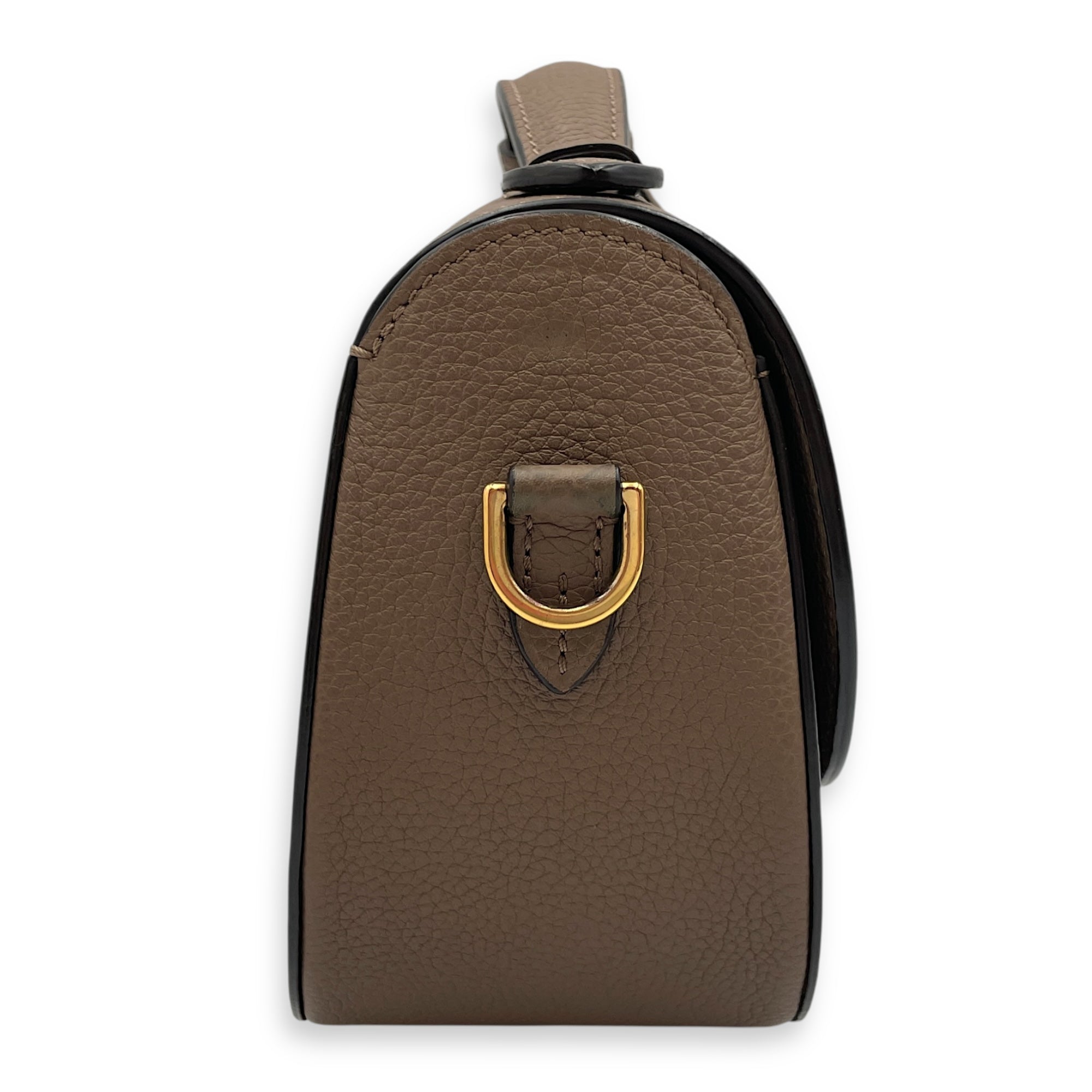 Flori PM Taupe Shoulder Bag in Calfskin, Gold hardware