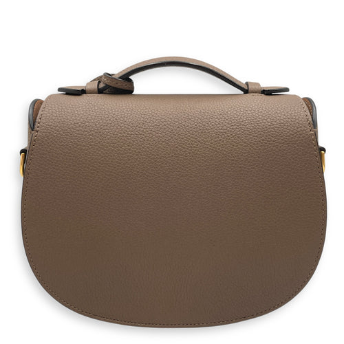 Flori PM Taupe Shoulder Bag in Calfskin, Gold hardware