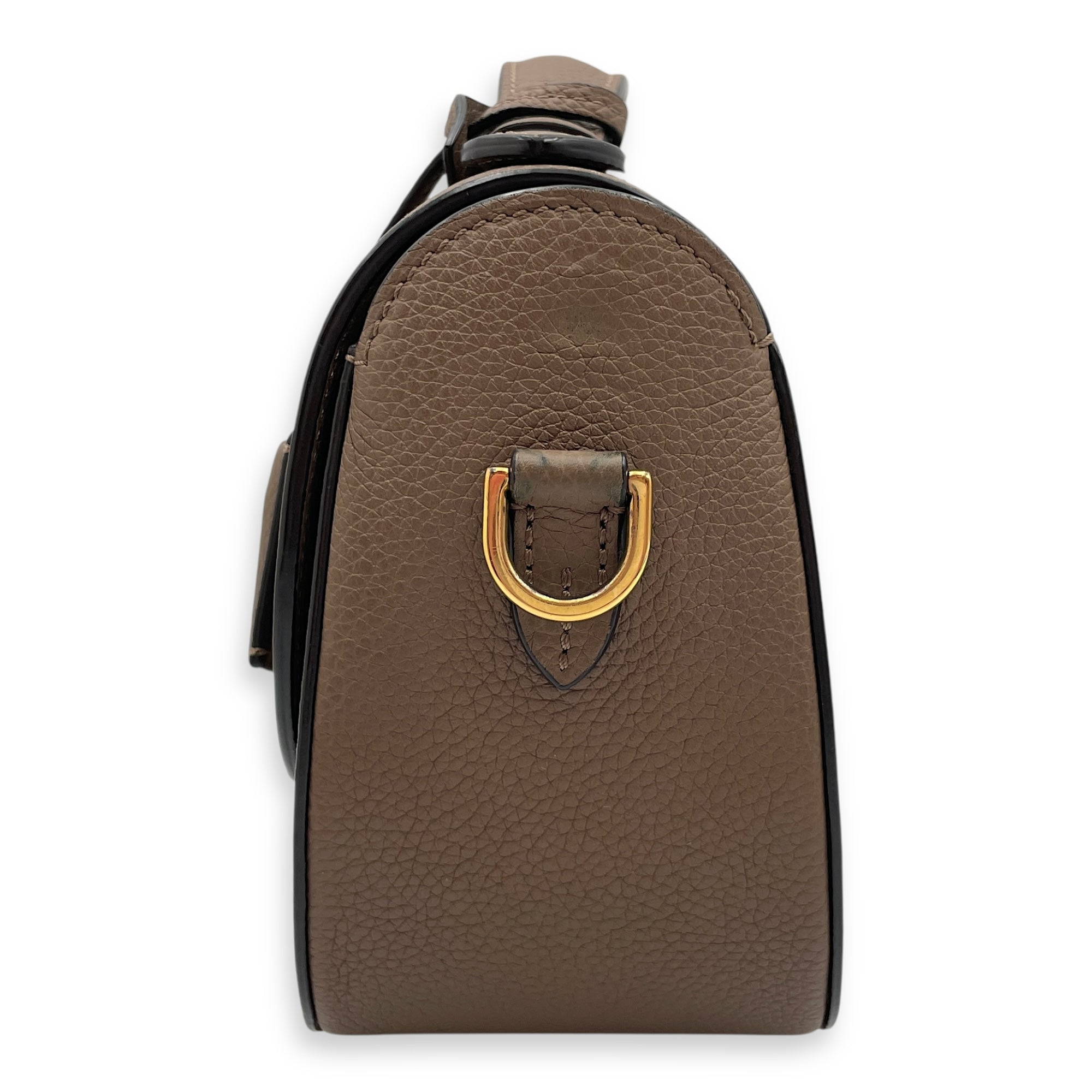 Flori PM Taupe Shoulder Bag in Calfskin, Gold hardware