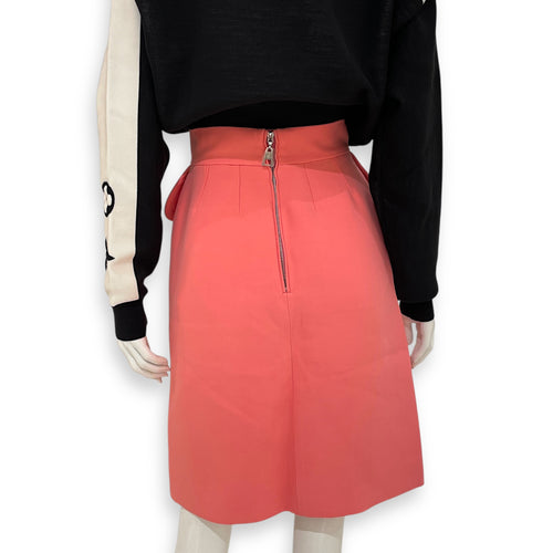 Mid Length Skirt 34 Candy Pink Ready-To-Wear in Wool, Silver hardware