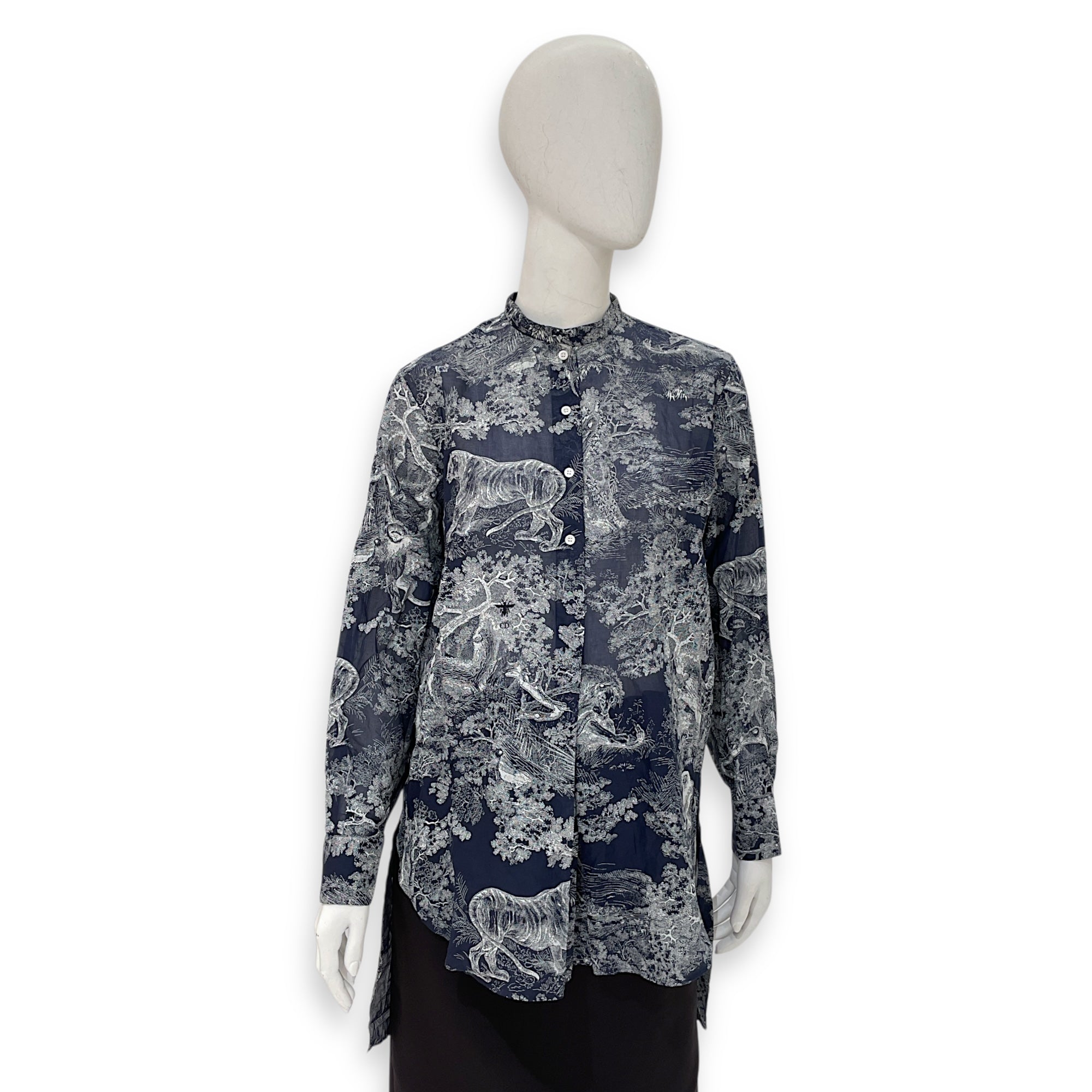 Diovera Shirt 34 White/Blue Ready-To-Wear in Cotton
