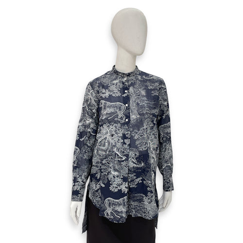 Diovera Shirt 34 White/Blue Ready-To-Wear in Cotton