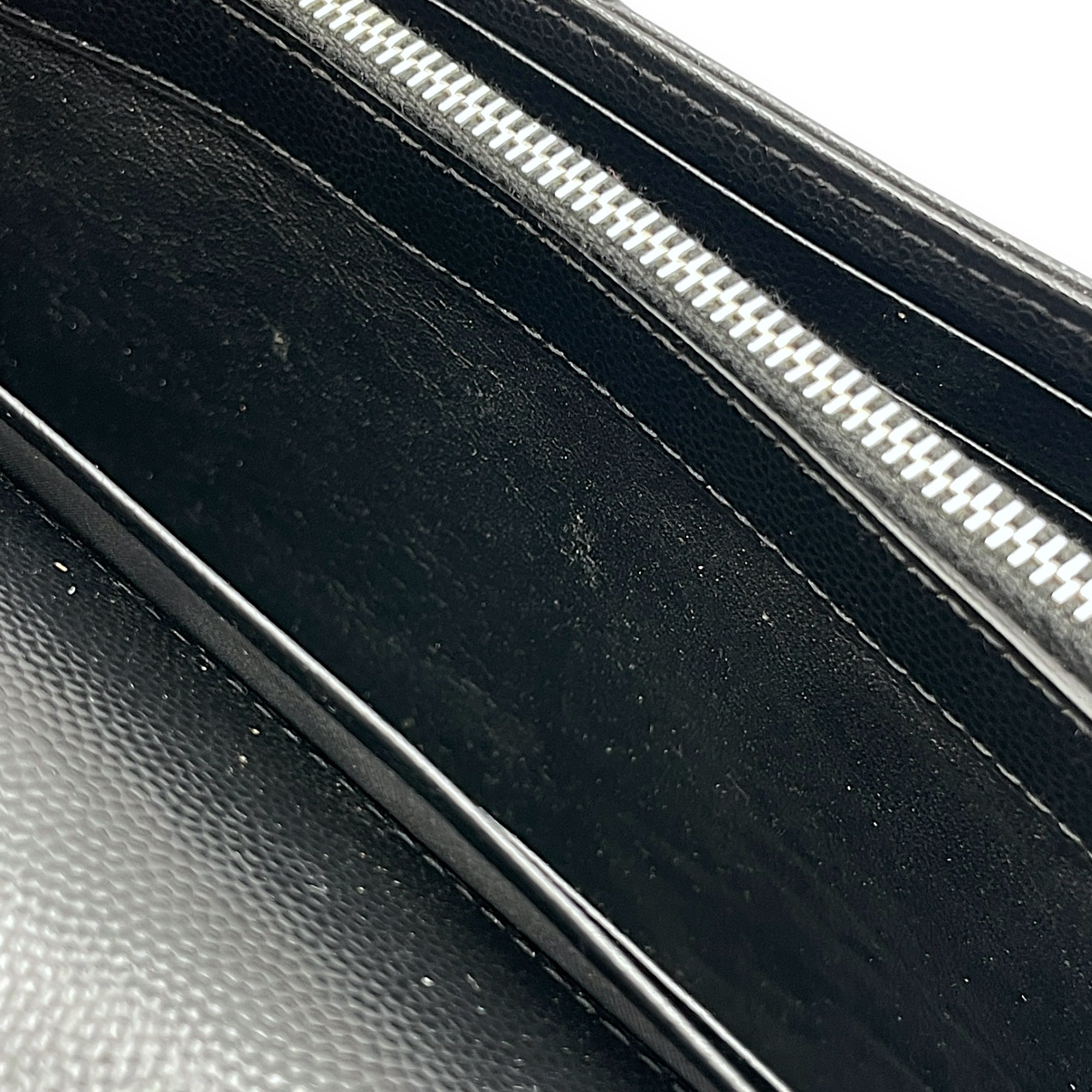 Cassandra Black Wallet on Chain in Calfskin, Silver hardware