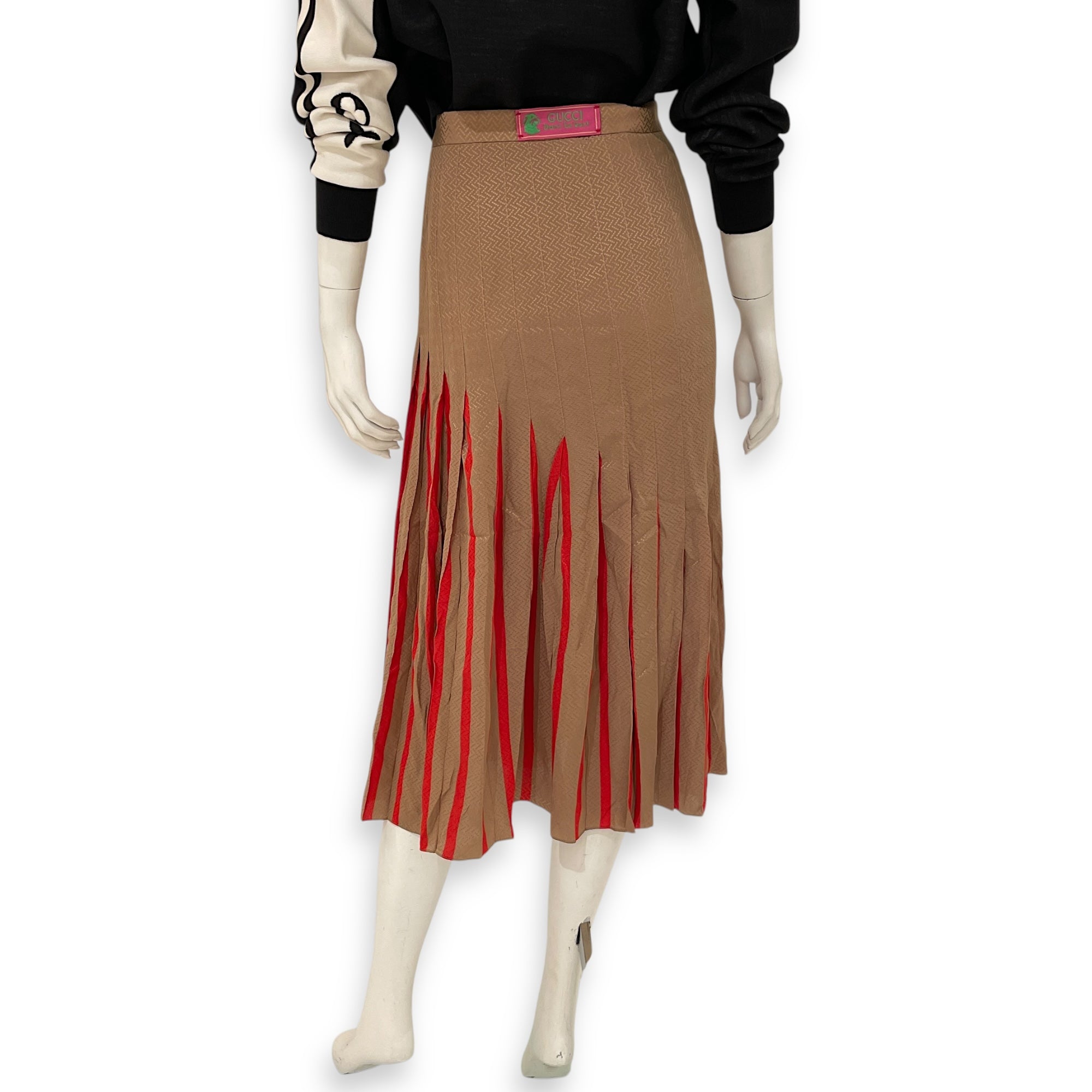 Pleated Skirt 38 Brown/Red Ready-To-Wear