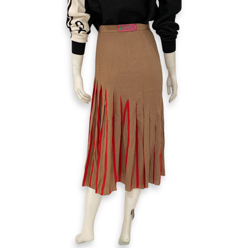 Pleated Skirt 38 Brown/Red Ready-To-Wear