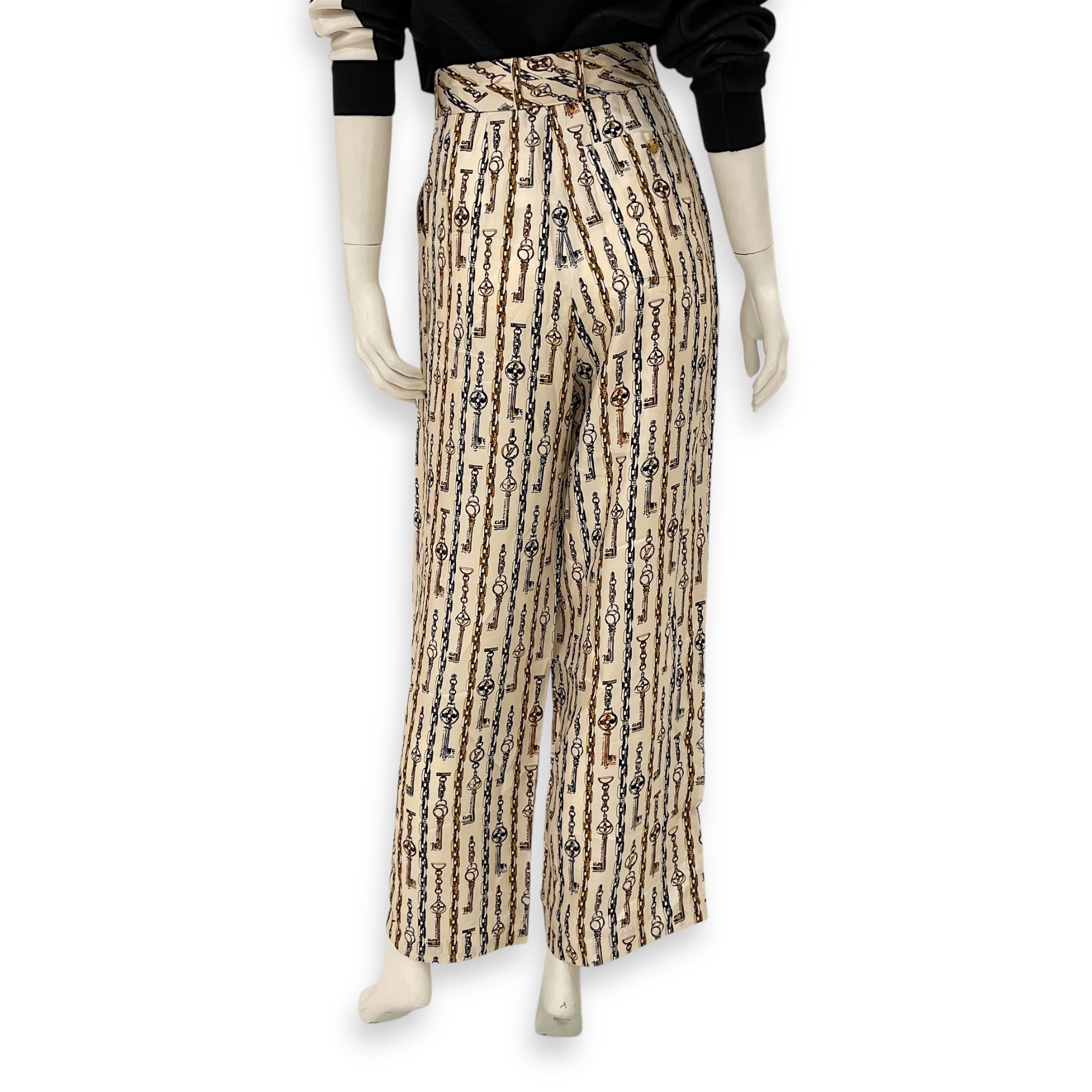 Wide Legs Pants 34 Beige Ready-To-Wear in Silk, Gold hardware