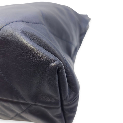 C22 Medium Blue Tote Bag in Calfskin, Silver hardware