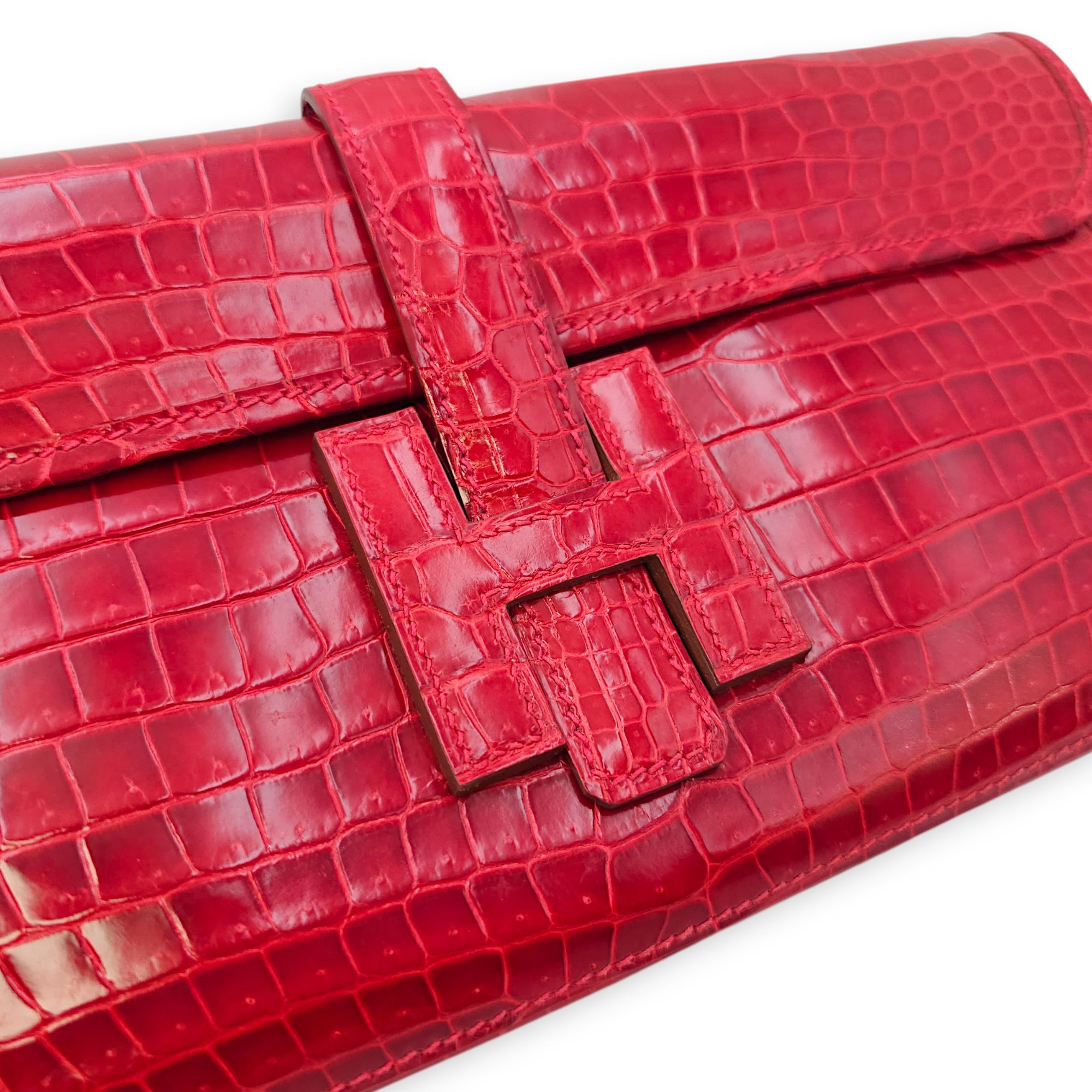 Jige Elan 29 Braise Clutch in Shiny Porosus