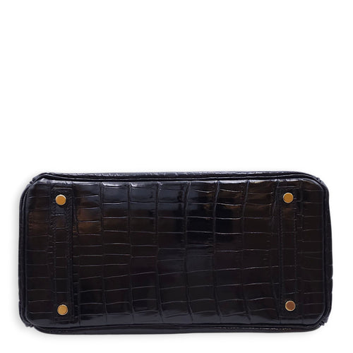 Birkin 30 Black in Shiny Niloticus, Gold hardware