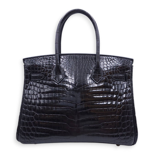 Birkin 30 Black in Shiny Niloticus, Gold hardware