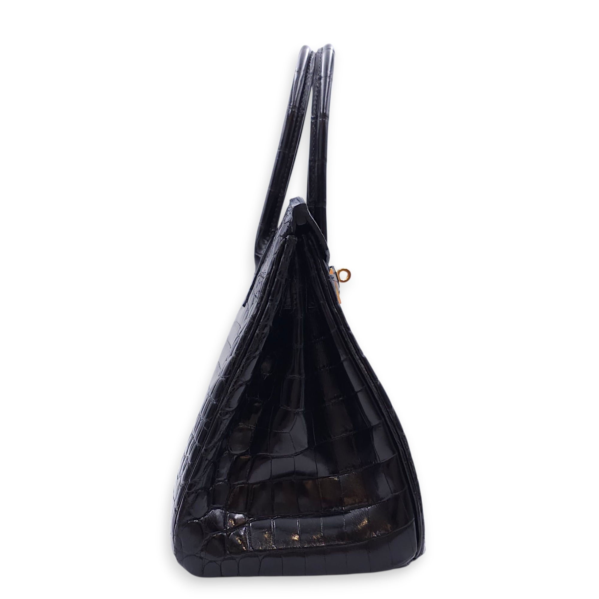 Birkin 30 Black in Shiny Niloticus, Gold hardware