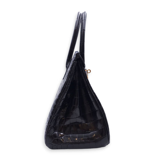 Birkin 30 Black in Shiny Niloticus, Gold hardware