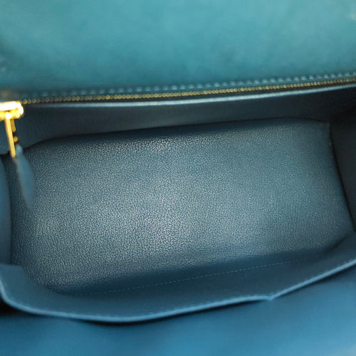 Sellier Kelly 28 Blue Cobalt in Ostrich, Gold hardware
