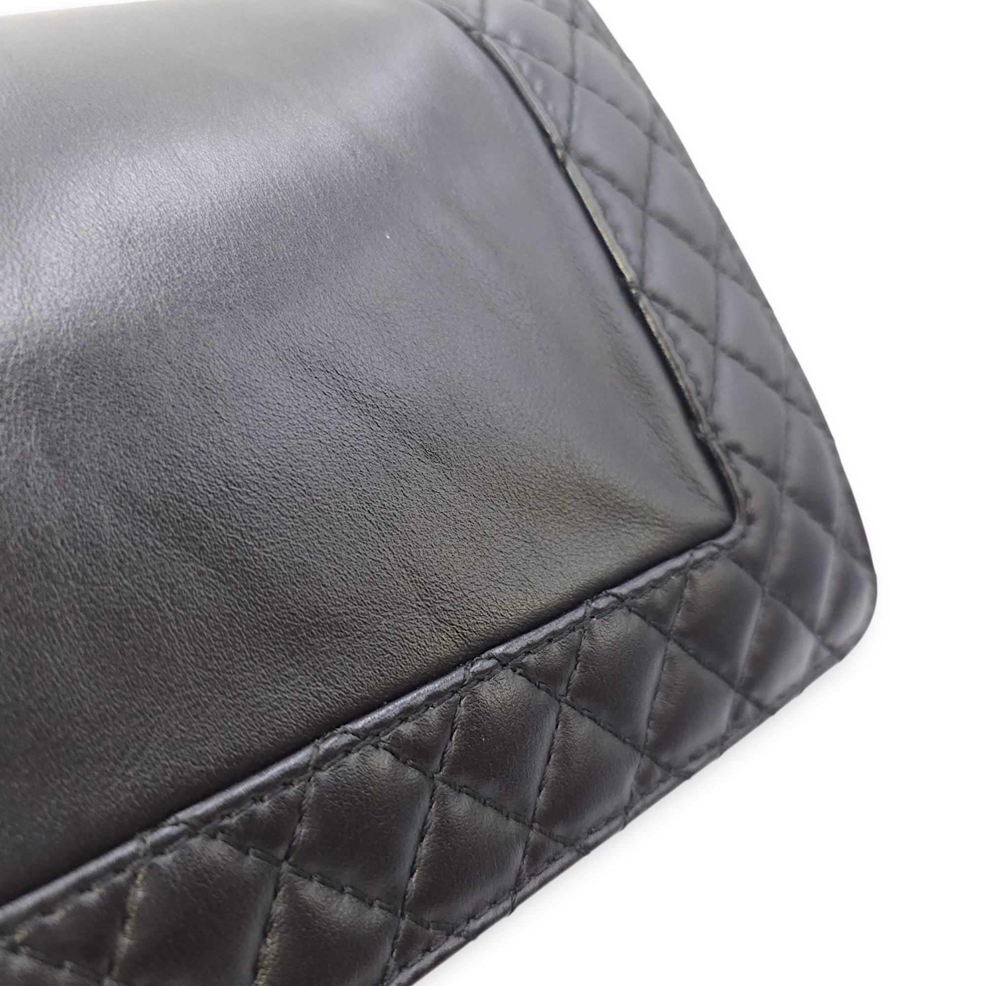 Le Boy Enchained Medium Black Flap Bag in Calfskin, Ruthenium hardware