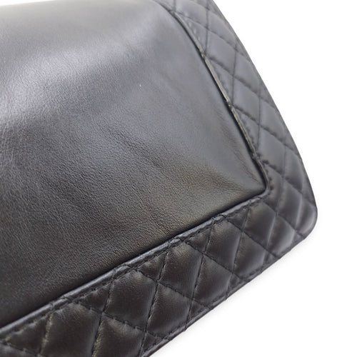 Le Boy Enchained Medium Black Flap Bag in Calfskin, Ruthenium hardware