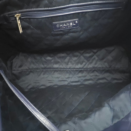 C22 Medium Blue Tote Bag in Calfskin, Silver hardware