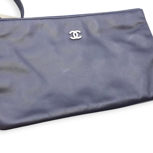C22 Medium Blue Tote Bag in Calfskin, Silver hardware