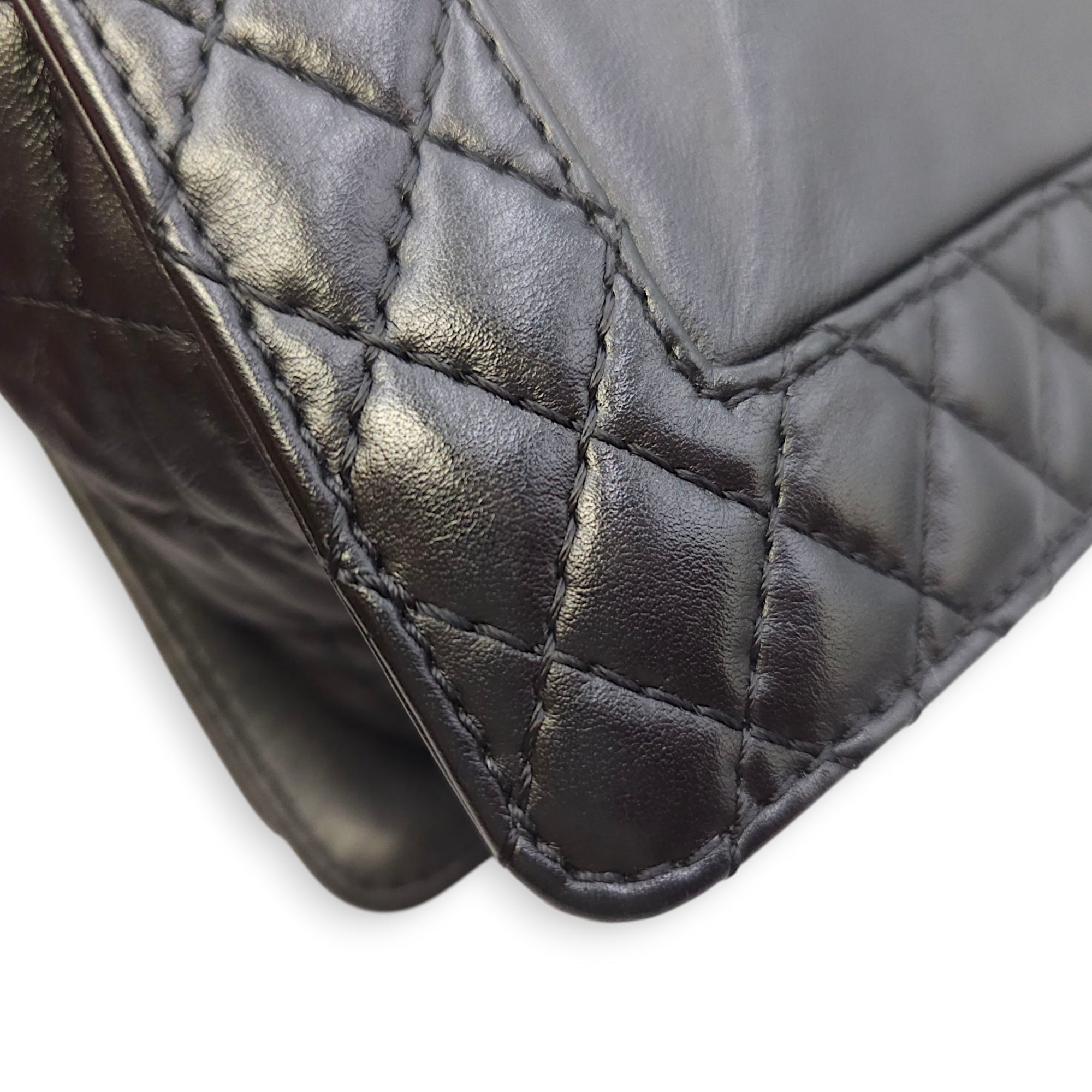 Le Boy Enchained Medium Black Flap Bag in Calfskin, Ruthenium hardware