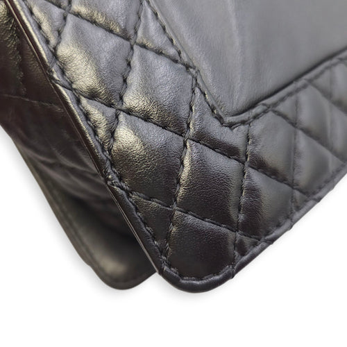 Le Boy Enchained Medium Black Flap Bag in Calfskin, Ruthenium hardware