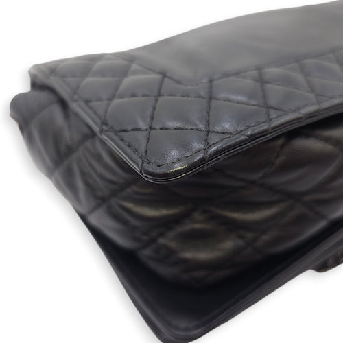 Le Boy Enchained Medium Black Flap Bag in Calfskin, Ruthenium hardware