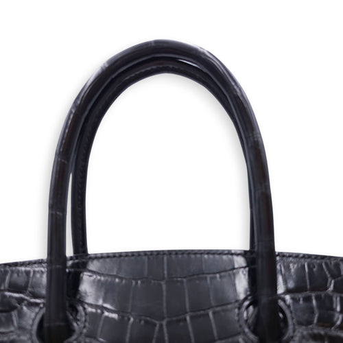 Birkin 30 Black in Shiny Niloticus, Gold hardware