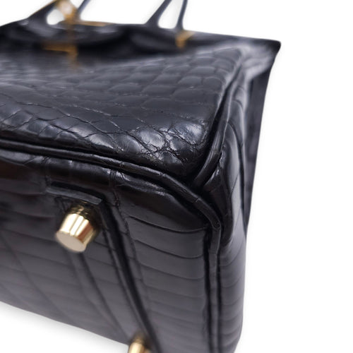 Birkin 30 Black in Shiny Niloticus, Gold hardware