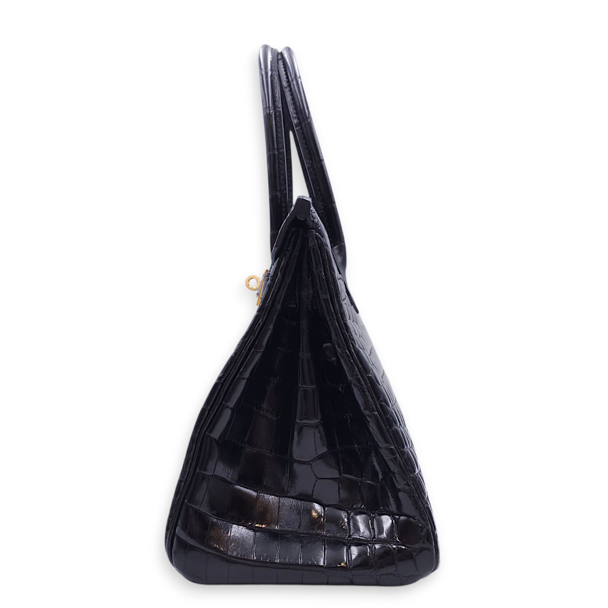 Birkin 30 Black in Shiny Niloticus, Gold hardware