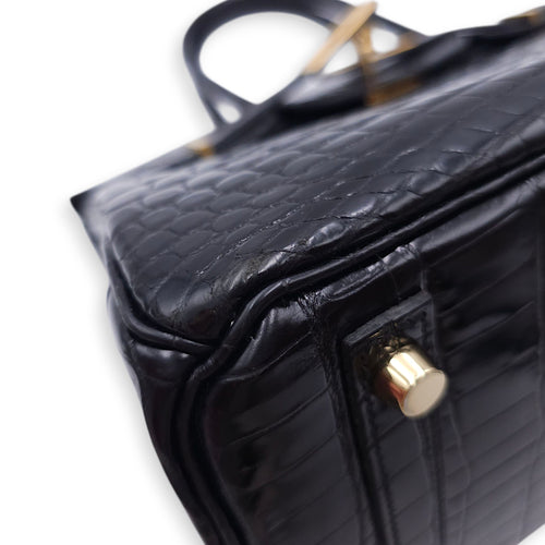 Birkin 30 Black in Shiny Niloticus, Gold hardware