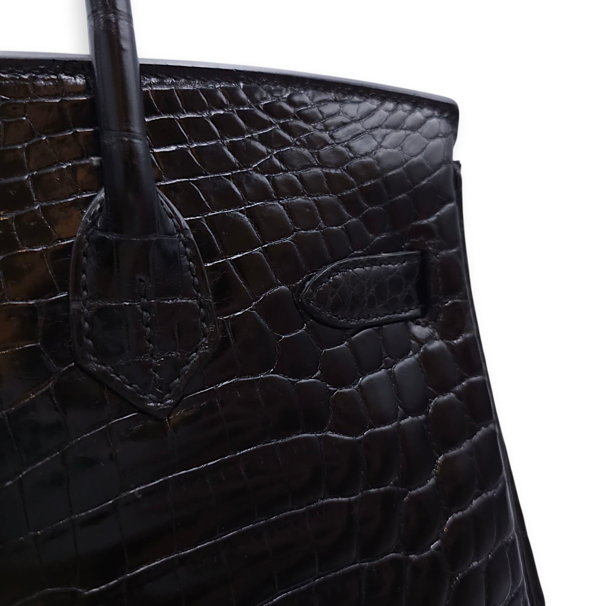 Birkin 30 Black in Shiny Niloticus, Gold hardware