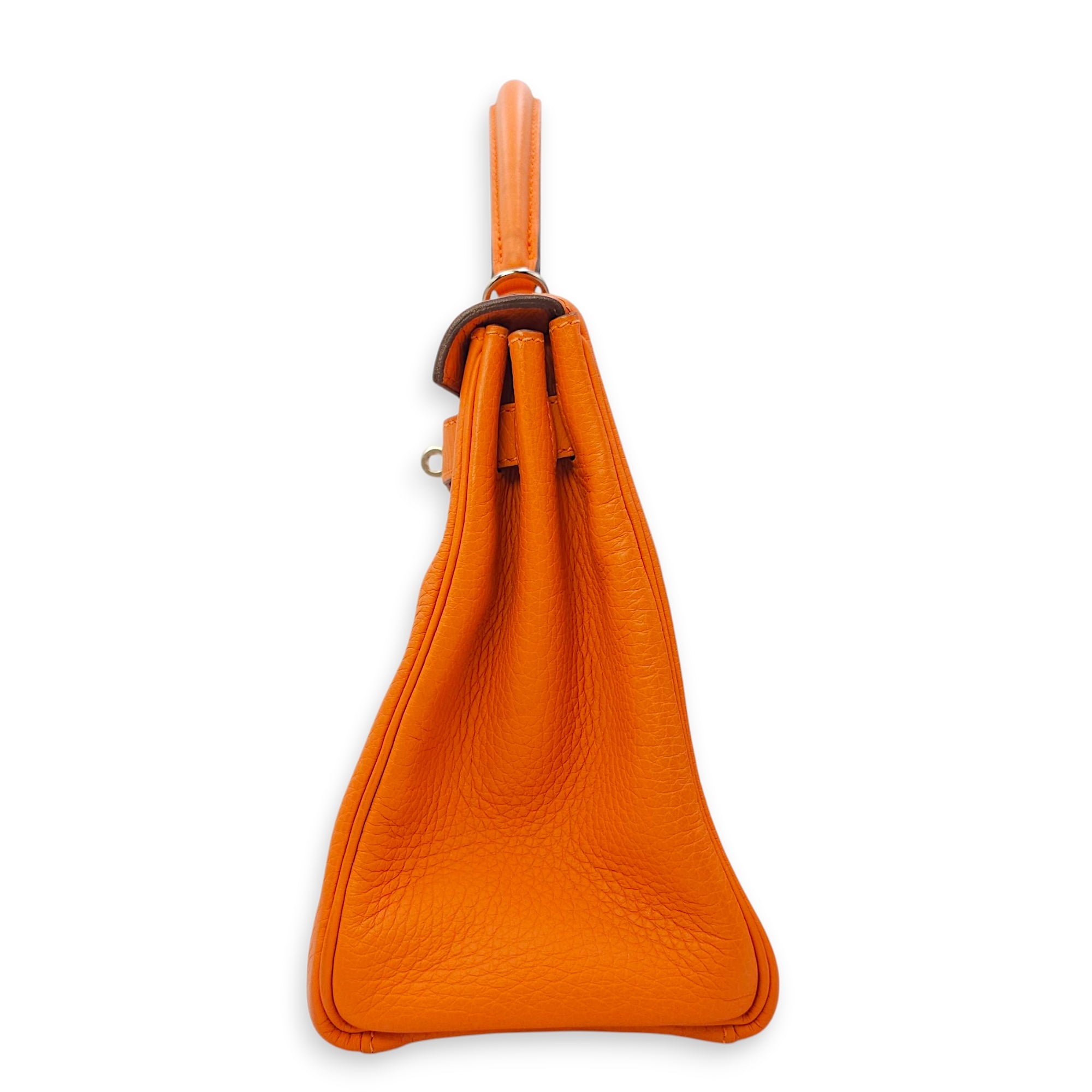 Kelly 28 Orange in Clemence, Palladium hardware