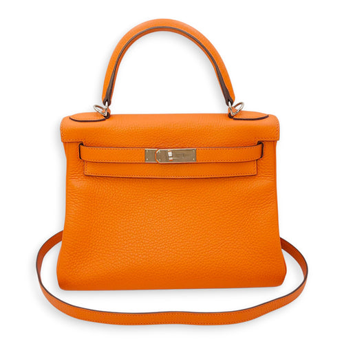 Kelly 28 Orange in Clemence, Palladium hardware