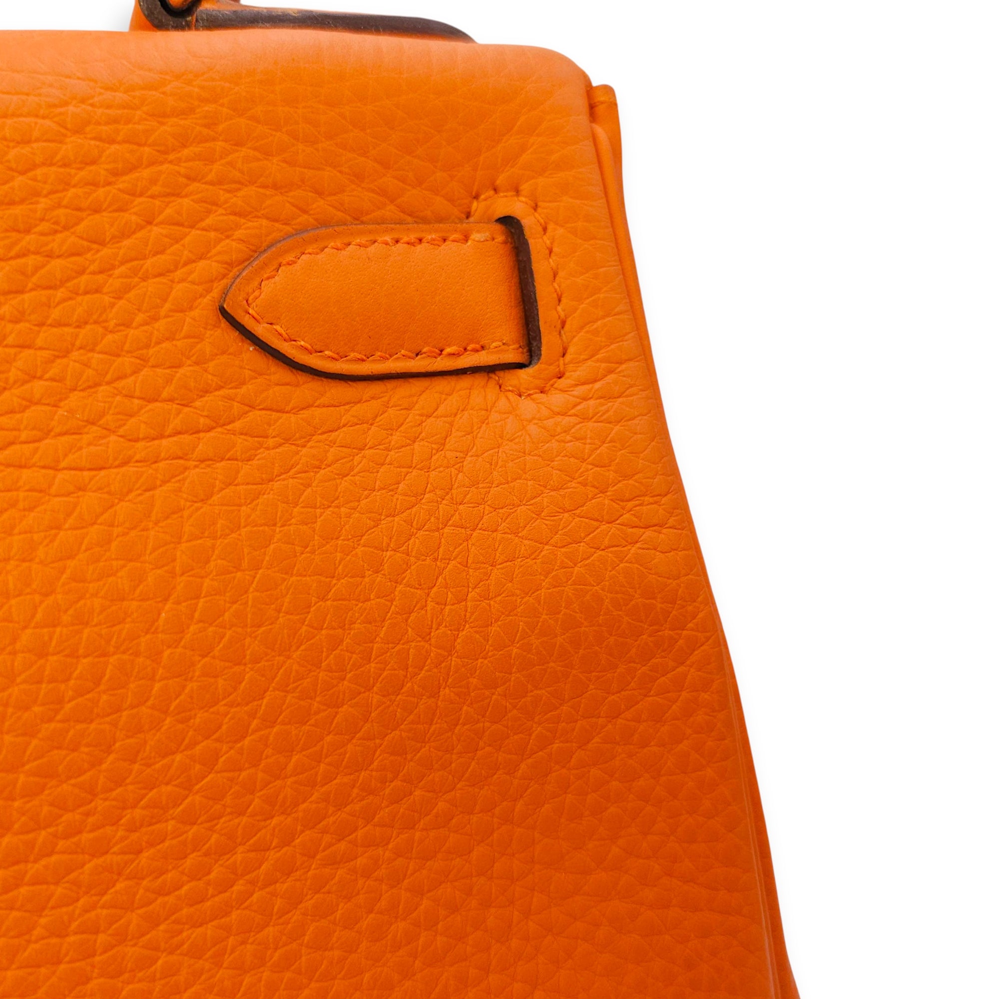 Kelly 28 Orange in Clemence, Palladium hardware