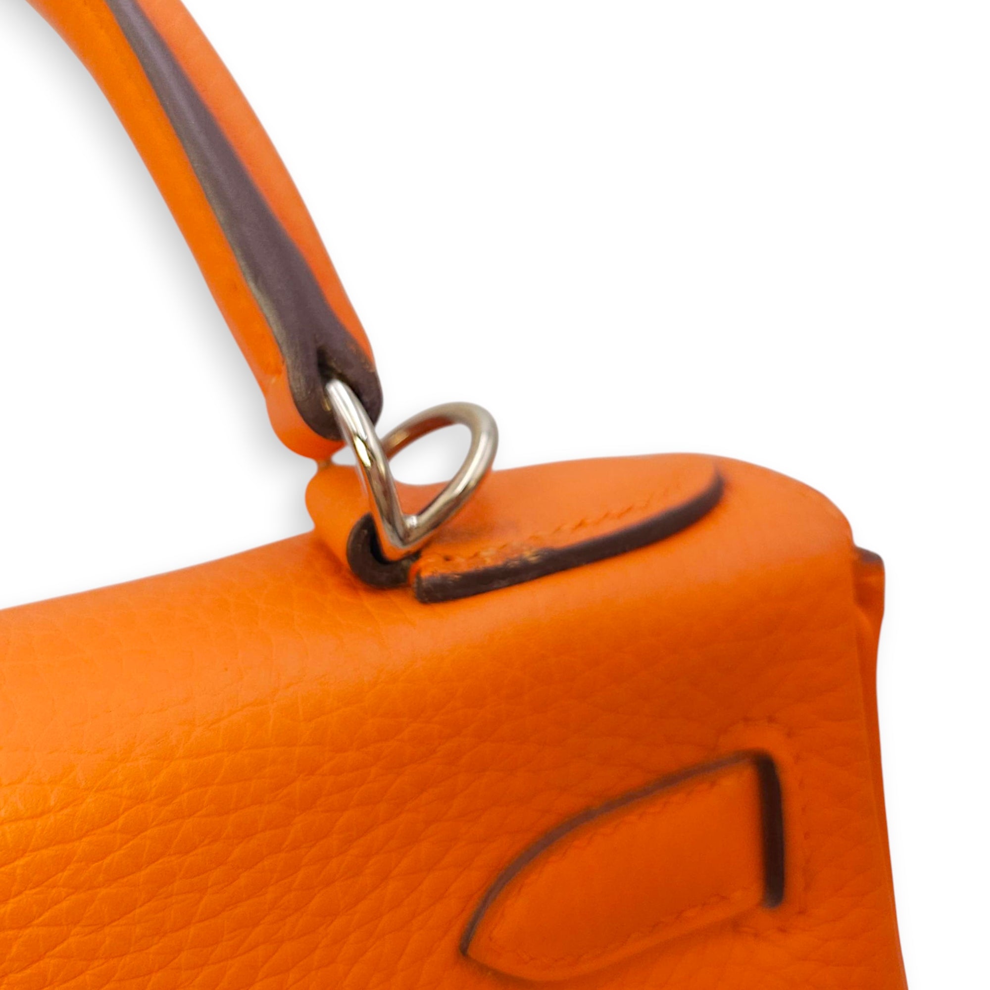 Kelly 28 Orange in Clemence, Palladium hardware