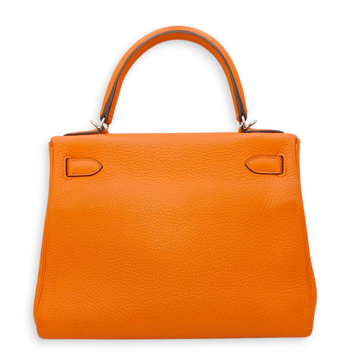 Kelly 28 Orange in Clemence, Palladium hardware