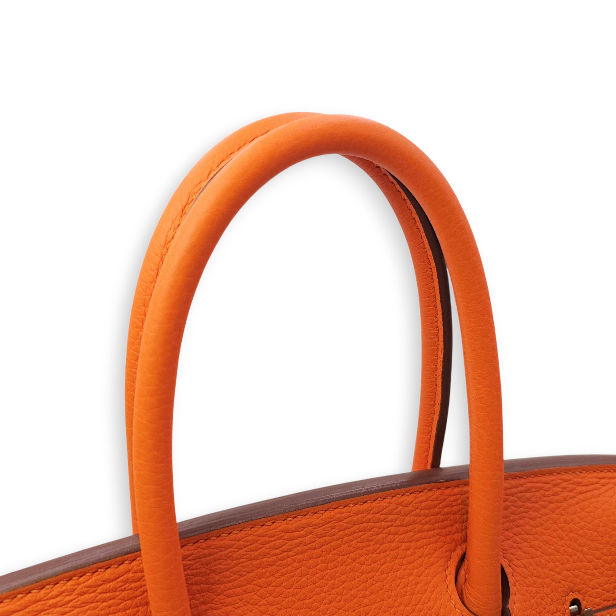 Birkin 30 Orange in Clemence, Palladium hardware