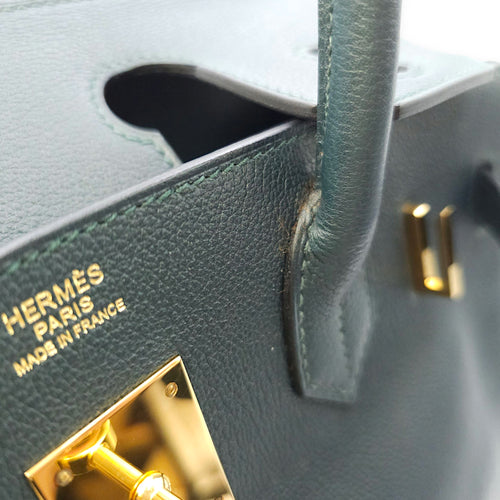 Birkin 30 Vert Cypres in Novillo, Gold hardware