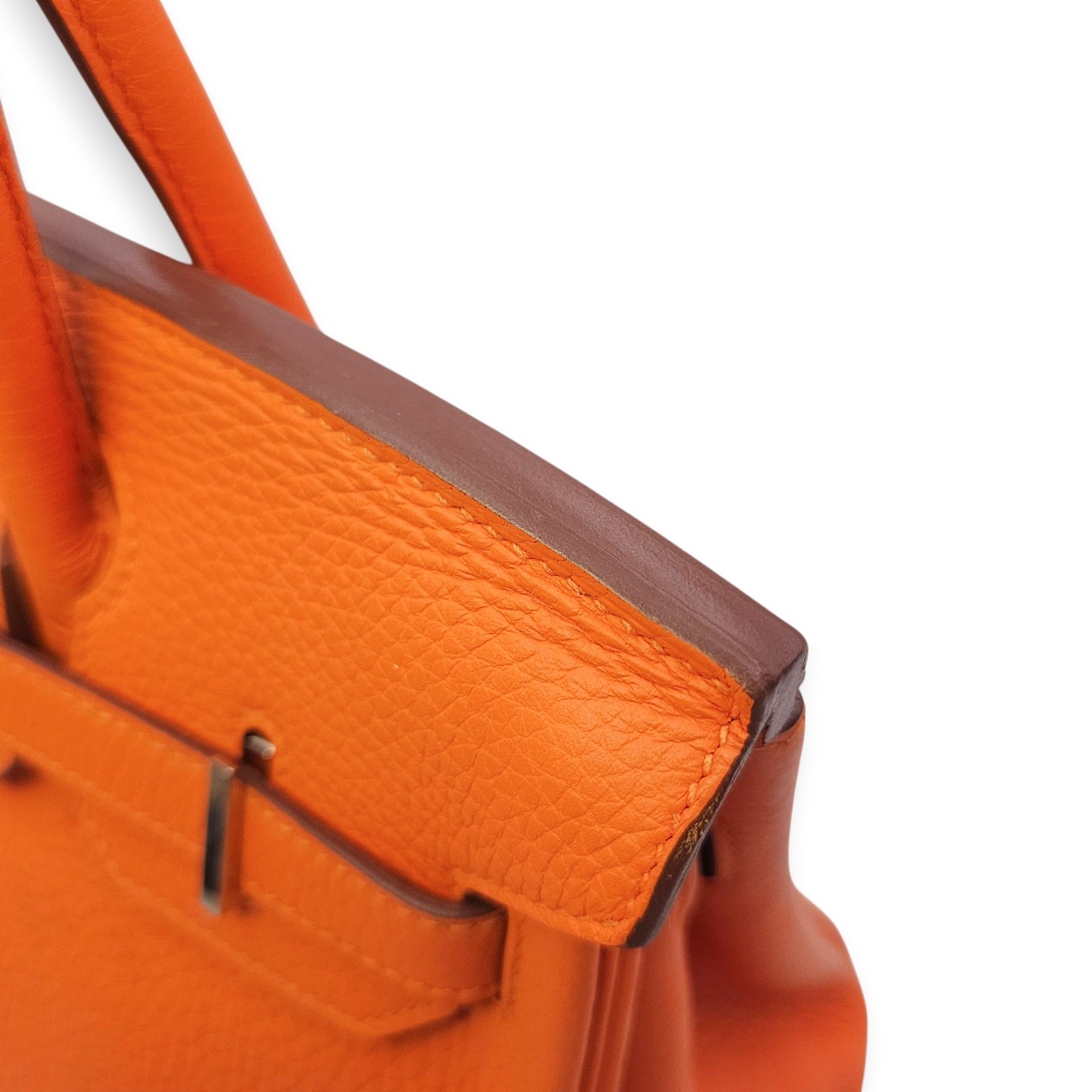 Birkin 30 Orange in Clemence, Palladium hardware