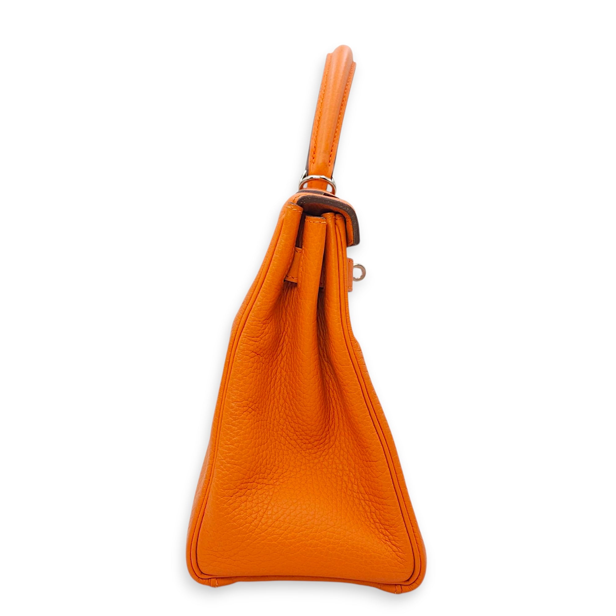 Kelly 28 Orange in Clemence, Palladium hardware