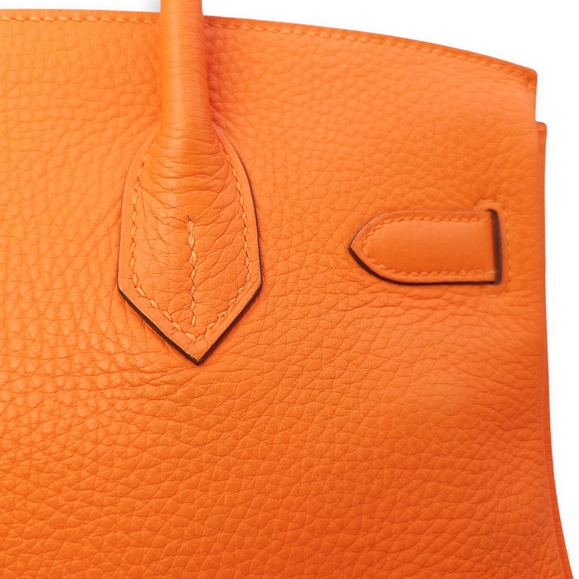 Birkin 30 Orange in Clemence, Palladium hardware